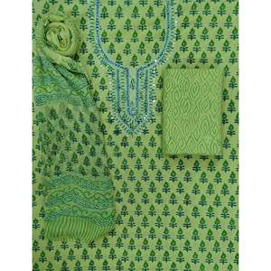 Salwar Kameez en coton imprimé non cousu, style pakistanais, robe indienne lourde pour soirée, ensemble avec col et matière en tissu lawn - Product Image 1