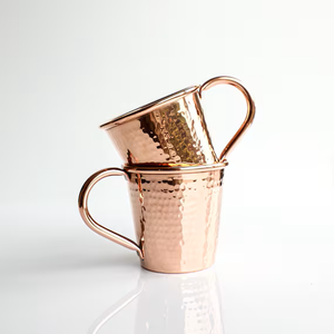 <b>Stackable</b> Hammered Copper <b>Mugs</b> Shiny Copper Drinkware for Home Kitchen and Beverage Serving - Product Image 1