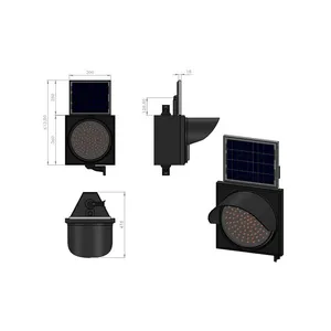 Borne de signalisation routière solaire LED de 300 mm avec réflecteur blanc en aluminium et plastique, produit en PC - Product Image 3