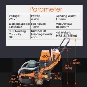 Machine de polissage et de ponçage pour sols en béton, avec bac à poussière pour époxy et terrazzo, pour tampons de polissage - Product Image 6