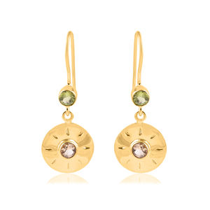 ต่างหูเงินแท้ 925 ต่างหูเงินพลอยซิทรินและเพอริโดต - Product Image 1