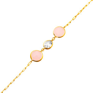 Round Pink Quartz Oval CZ 22K Gold Bezel <b>Silver</b> <b>Bracelet</b> Handmade 925 <b>Sterling</b> <b>Silver</b> for <b>Woman</b> Jewelry - Product Image 4