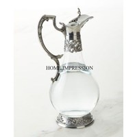 Pichet à vin vintage en métal transparent de qualité supérieure, avec poignée en feuilles d'aluminium plaqué or, capacité >3L, couleur personnalisable, pour la maison