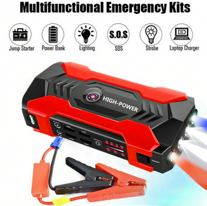 เครื่องจั๊มพ์สตาร์ทกำลังสูง 10000mah 800A 12V แบตเตอรี่ลิเธียมแบบพกพาสำหรับรถยนต์ พร้อมปั๊มลมและที่สูบลมยาง  แบตสำรอง - Product Image 2