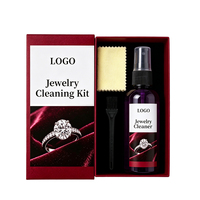 Kit d'entretien pour bijoux de style cadeau haut de gamme avec brosse et serviette sans peluches, et solution de nettoyage pour bijoux entièrement naturelle