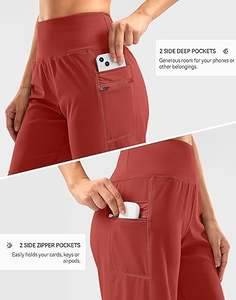 Pantalones Cortos Largos de entrenamiento para mujer Bermudas de cintura alta de 9 pulgadas con bolsillos con cremallera cómodos y transpirables para Fitness y gimnasio - Product Image 4