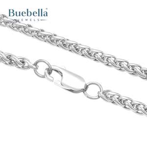 Venta caliente 925 Plata 14K Chapado en oro blanco 3mm Franco Chain Gargantilla Set para hombres Collares Premium - Product Image 5