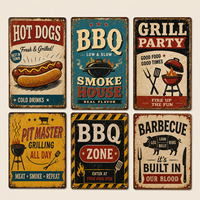 Meilleures ventes Plaque métallique vintage 20x30CM Décoration murale pour BBQ, cuisine, café, restaurant Affiche métallique rétro Personnalisable Vente en gros