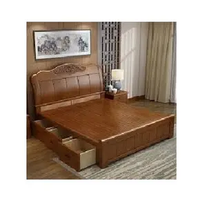 책을위한 서랍 수납 내부 및 측면 서랍이있는 최고 품질의 망고 나무 침대 십대를위한 수제 고급 퀸 사이즈 침대