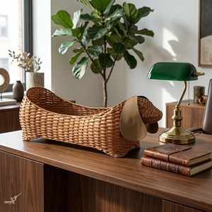Cesta Hecha a Mano Ecológica para Perros Dachshund, de Ratán Natural Tejido, Moderna, Multifuncional, Rectangular, de Hanoi - Product Image 2