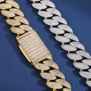 Chaîne cubaine Miami de qualité supérieure, entièrement sertie de diamants Moissanite VVS taille baguette, style Hip Hop de luxe, bijoux pour homme - Product Image 2