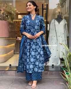 ชุด anarkali kurta พิมพ์ลายเสื้อผ้าชนเผ่าของผู้หญิงชุดโรงงานผ้าฝ้าย - Product Image 6