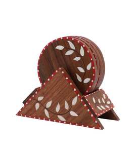 Custom Acacia square <b>Black</b> Round Wood Pallet <b>Coasters</b> Printed Manufacturer Wooden <b>coaster</b> Set at Star Crafts India - Product Image 3