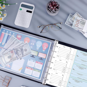 6 Pcs Black Thickened PU Leather Checkbook Binder with 7 Ring Combination and Zipper Bag - Product Image 3