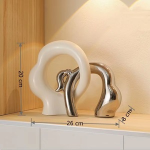 Jarrón de flores blanco y plateado único, decoraciones para el hogar, jarrón de cerámica dorado de escritorio de porcelana para restaurante, salón y decoraciones para el hogar - Product Image 4