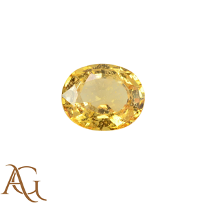 พลอยแซฟไฟร์สีเหลืองธรรมชาติ รูปทรงวงรี เจียระไนแบบเหลี่ยม สำหรับทำเครื่องประดับ อัญมณีแท้ รับรองคุณภาพ ขายส่ง - Product Image 1