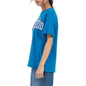 Camiseta de cuello redondo con serigrafía personalizada de algodón 100% para mujer, ropa de calle transpirable al por mayor, camisetas de verano - Product Image 3