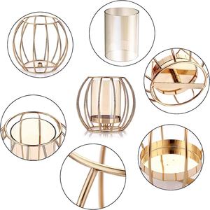 Bougeoir Design Merveilleux Cadre en fil métallique géométrique Pilier doré Bougeoirs pour la décoration d'éclairage intérieur et extérieur - Product Image 6