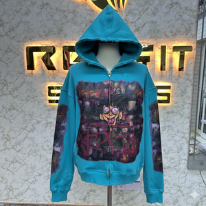 Conception personnalisée préfet coupe meilleur matériel fermeture éclair sweat à capuche bouffée imprimé fabriqué en usine à bas prix sweats à capuche pour hommes sweats à capuche - Product Image 4