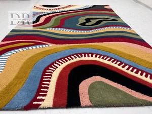 Tapis en laine de luxe moderne fait à la main de haute qualité tissé à la main tapis multicolore pour salle à manger salon chambre maison sol - Product Image 4