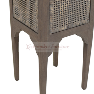 Classic Storage Traditional Drawer Solid Mahogany Wood <b>Bedside</b> Table <b>Tall</b> Nightstand <b>Cabinet</b> Woven Furniture Bedroom Living Room - Product Image 6