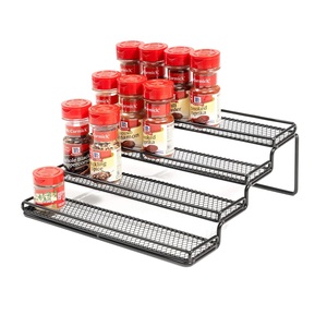 Estante de especias de vidrio de 3 capas desplegable con almacenamiento de gabinete de cocina de Instalación rápida de metal de nuevo diseño - Product Image 1