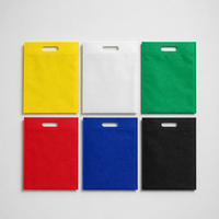 Sac écologique non tissé découpé en D, scellé par ultrasons, réutilisable, avec poignée découpée, pour salons professionnels, événements, emballage de vêtements