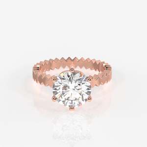 แหวนทอง 18K ประดับเพชรโมอิสซาไนต์ทรงกลม แหวนหมั้นโมอิสซาไนต์สุดหรู - Product Image 6