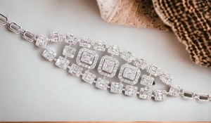 Customized Beautiful Moissanite Sterling Silver Link Baguette Cuban Charm Chain <b>Bracelet</b> Wedding Gift for Her - Product Image 4