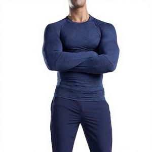 เสื้อยืดออกกำลังกายแขนยาวผู้ชาย โลโก้สั่งทำได้ ขายดี ผ้าระบายอากาศ ยืดหยุ่น กระชับ แน่น ทนทาน สวมใส่สบาย - Product Image 1