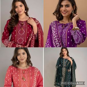 Premium Rayon Printed Anarkali <b>Kurti</b> With Tassel and Full Printed Palazzo and Dupatta and Sequins Work <b>Kurti</b> Collection - Product Image 6