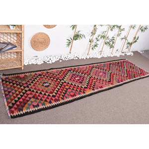 Alfombra turca Vintage ecléctica 2,8 X 10.2ft estilo bohemio Beige lana área grande diseño de retazos para pasillo habitación cabecera látex - Product Image 3