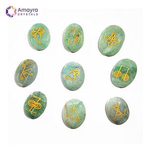 Gemstone Angelite Karuna Reiki Nine Stone Oval Set Wholesale <b>Crystal</b> Supplies Engraved Stones From Amayra <b>Crystals</b> Exports India - Product Image 4