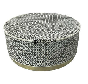 Tradebyd Bone Inlay Coffee <b>Table</b> Handmade for Boho Inspired Homes Decorative Console Accent - Product Image 1