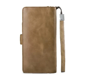 Genuine Leather Long <b>Wallet</b> Unisex Zipper Closure Minimalist Style Daily Use - Product Image 1