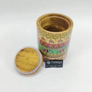 Frasco hermético de madera con estampado de esmalte y mango curvo para almacenamiento de fruta seca Premium de tradebyd - Product Image 4