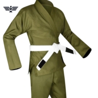 Uniforme de Judo Verde Oliva para Adultos, Unisex, Algodón/Poliéster, Corte Regular, Transpirable, Ligero, 220g, Conjunto de Ropa para Artes Marciales