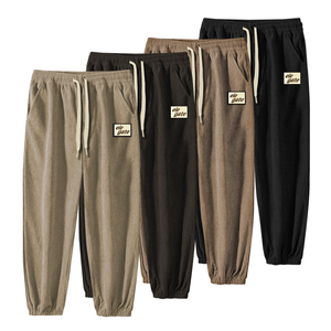 Pantaloni Casual da Donna in Corduroy Traspiranti con Fodera Termica, Stile Harem e Gamba Dritta, Vita Media, Taglia XL, Design Stropicciato - Product Image 1