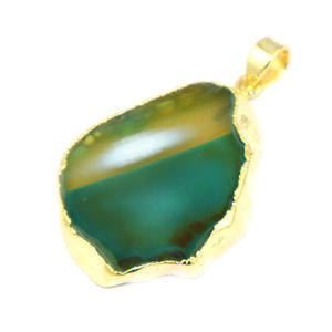 Colgante de Moda con Forma de Gema de Ágata en Rodajas, Chapado en Oro de 22K, Metal de Latón, Joyería Moderna para Mujer, Venta al por Mayor - Product Image 2