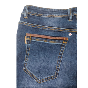 Pantalones de mezclilla para hombre, pantalones elásticos para niños, Vaqueros azules oscuros, pantalones vaqueros holgados de pierna ancha lavados rectos, ropa de orillo, pantalones personalizados para hombre - Product Image 6