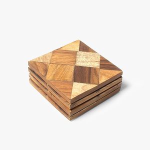 แผ่นรองแก้วลายไม้ MDF แผ่นรองแก้วกาแฟแบบปรับแต่งโลโก้ได้ - Product Image 4