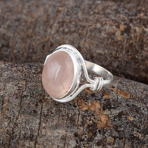 Super 925 Sterling Silver Plaqué Naturel Plaqué Rose Rose Quartz Réglage 8x10mm Bague À La Main Bijoux À La Mode Femmes Bijoux - Product Image 2