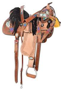 Plumas de cuero premium más vendidas, tachuelas occidentales hechas a mano, sillín inglés, estilo de carreras y equitación - Product Image 2