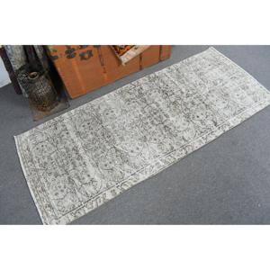 พรมวินเทจขนาด 2.6x6.3 ฟุต, พรมสไตล์ตุรกี, พรมลายอิคัตสีน้ำตาลเทา - Product Image 1