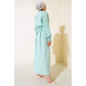 Robe en lin à manches plissées Menthe - Product Image 3