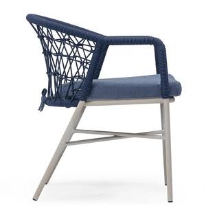 Silla de comedor nórdica moderna de marco de aluminio con cuerda tejida y cojín a prueba de Sol para un comedor contemporáneo elegante - Product Image 6