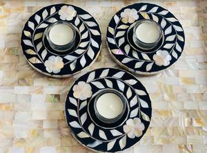 Meilleure qualité artisanat vadrouille coquille incrustation caboteur nacre chauffe-plat pour l'inde cuisine table de table décoration bougeoir - Product Image 4