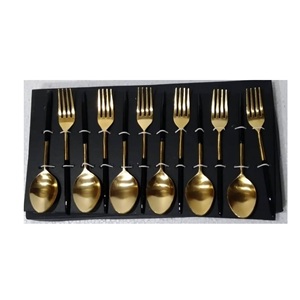 ชุดช้อนส้อมสแตนเลส2ชิ้นพร้อมเคลือบเงาและชุบทอง PVD สำหรับบ้านและห้องครัว - Product Image 1