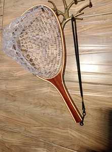 Pêche à la mouche épuisette manche en bois cadre attraper et libérer filet Portable léger en caoutchouc filet de pêche filet à truite - Product Image 2