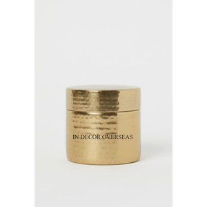 Hammered Texture Simple Standard Designer High Grade Gold Plated Premium Quality Metal Made Luxury Candle Jar With Lid Supplies - Product Image 1